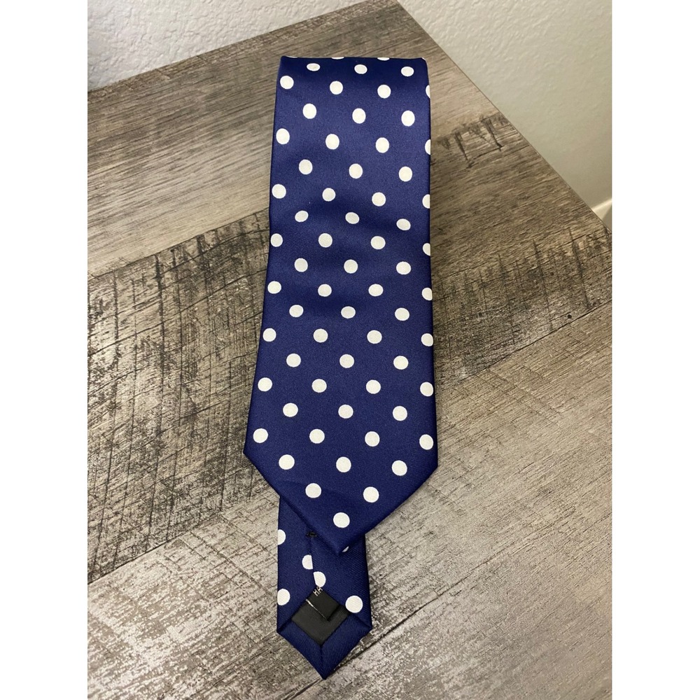 Puccini Classic Navy Polka Dot Tie - White Dot Pattern